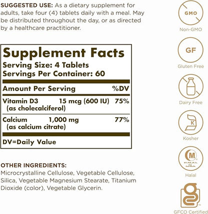 Solgar Calcium Citrate with Vitamin D3-240 Tablets 60 Servings