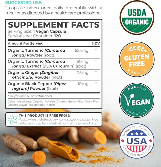USDA Organic Turmeric Curcumin with Black (4 Month 120 Vegan