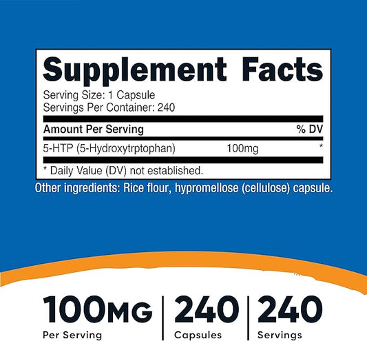 Nutricost 5-HTP 100mg, 240 Vegetarian Capsules (5-Hydroxytryptophan)