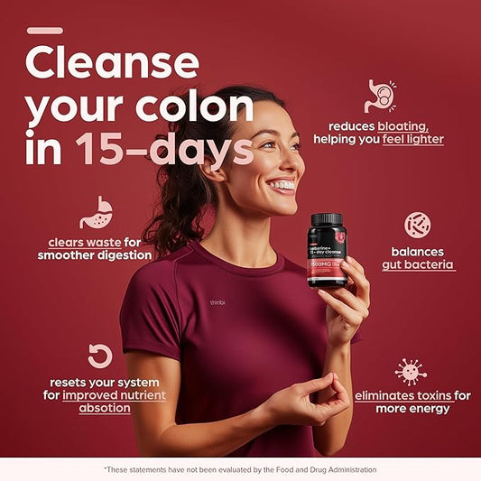 GLP-1 Colon Cleanse Berberine Supplement 1500mg - 15-Day Advanced Detox for Men & Women - Extra Strength w/Senna Leaf, Fast-Acting Natural for Constipation, Gut Health & Bloating Relief - THINBI