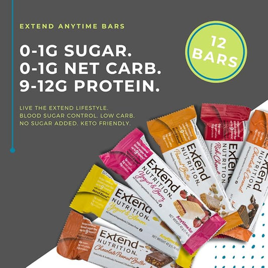 Extend Nutrition Sugar Free Protein Bars, 4 Great 12 Count