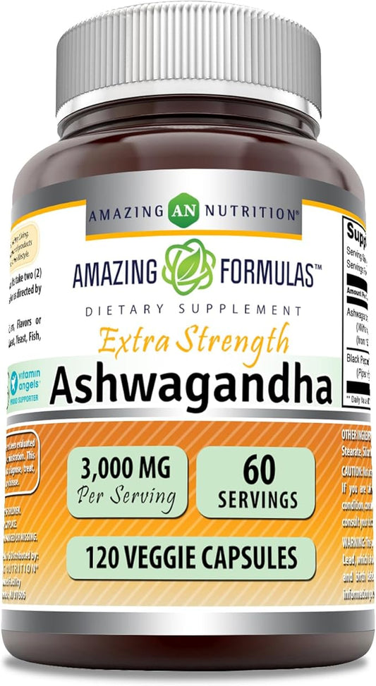 Amazing Formulas Ashwagandha Extract Supplement 3000 Mg 120 Veggie