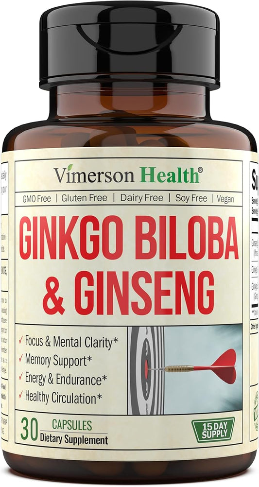 Ginseng & Ginkgo Biloba Supplements. Extra 800mg + 600mg + 120mg.30 caps
