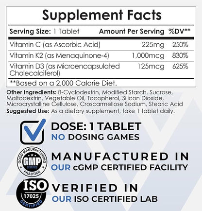 Nootropics Depot Vitamin D3 + K2 60 Count Menaquinone-4 (MK-4) (MK-4) |