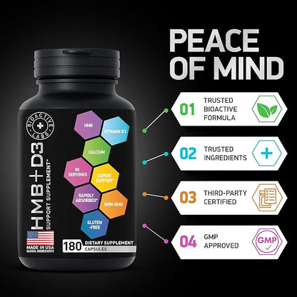 Advanced HMB Vitamin D3 Supplement 1,000mg Formula 180 Capsules