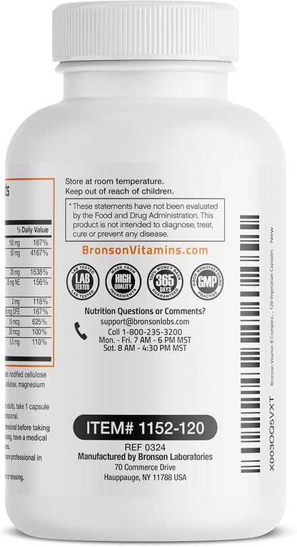 Bronson Vitamin B Complex with Vitamin C 120 Vegetarian