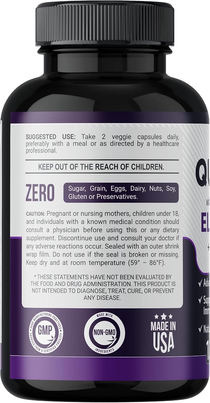 Quercetin with Vitamin C and Zinc 500mg - D3 - 6 in 1 Daily 4 Months