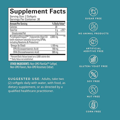 BRAINMD Dr Amen Vegan Omega-3 Power 60 Plant-Based 1,100 mg 30 Servings