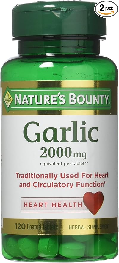 Nature's Bounty Garlic, 2000mg, 120 Coated 2), 2 2 Bottles 120 Tablets