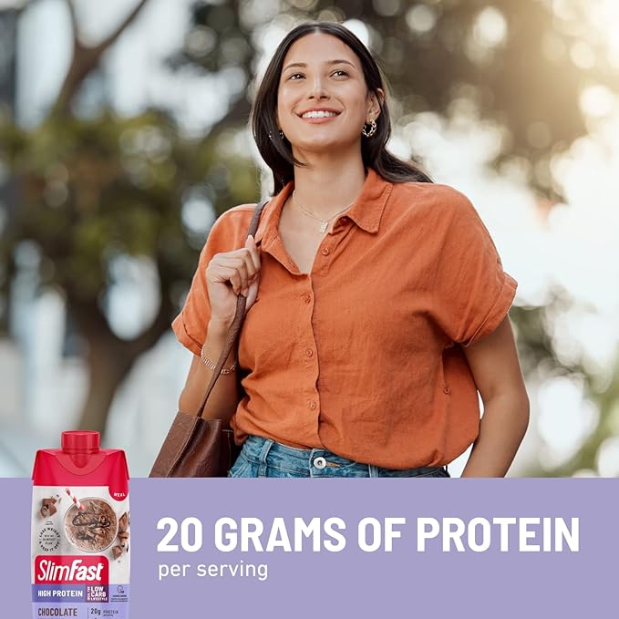 SlimFast Protein Shake, Chocolate- 20g Protein, 24 Vitamins 11 Fl 12)