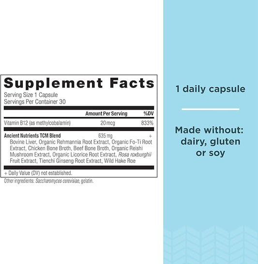Vitamin B12 Supplement by Ancient Nutrition, 30 Capsules