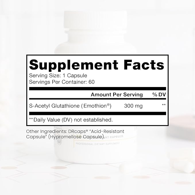 S-Acetyl Glutathione GOLD 300mg PER Capsule 60 DRcaps