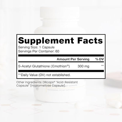S-Acetyl Glutathione GOLD 300mg PER Capsule 60 DRcaps