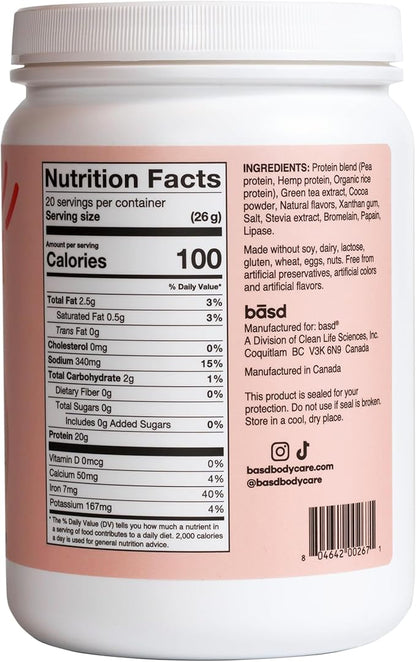 basd Energizing Protein, Mocha Shake 20g Protein, 20 Servings, 100mg Caffeine, 512g Tub