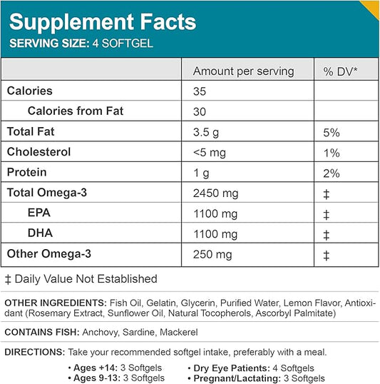 Macuhealth Omega 3 Fish Oil 1100mg DHA, 1100mg EPA, 120 Softgels