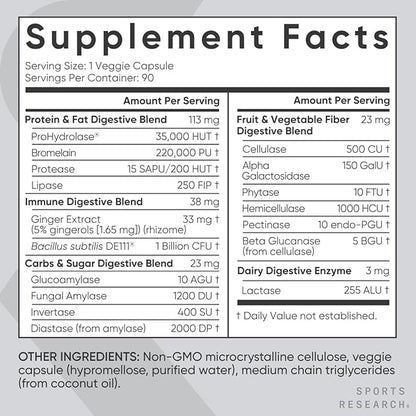 Sports Research Digestive Enzymes with Probiotics (90 Veggie
