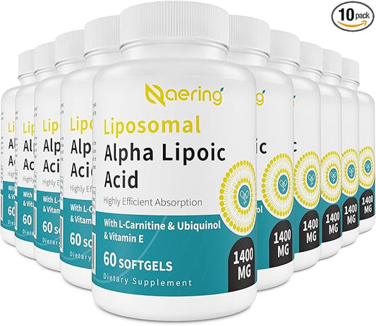 Liposomal Alpha Lipoic Acid 1400mg Softgels, 1000mg, Ubiquinol CoQ10) 100mg 100mg and 10mg,Alpha-Lipoic Acid 600 Softgels