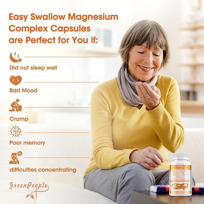 Magnesium Glycinate 500mg Capsules, with Malate, D3 | 6 Kinds 120 Capsules