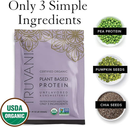 Truvani Vegan Pea Protein Powder 20g Organic 1 Serving