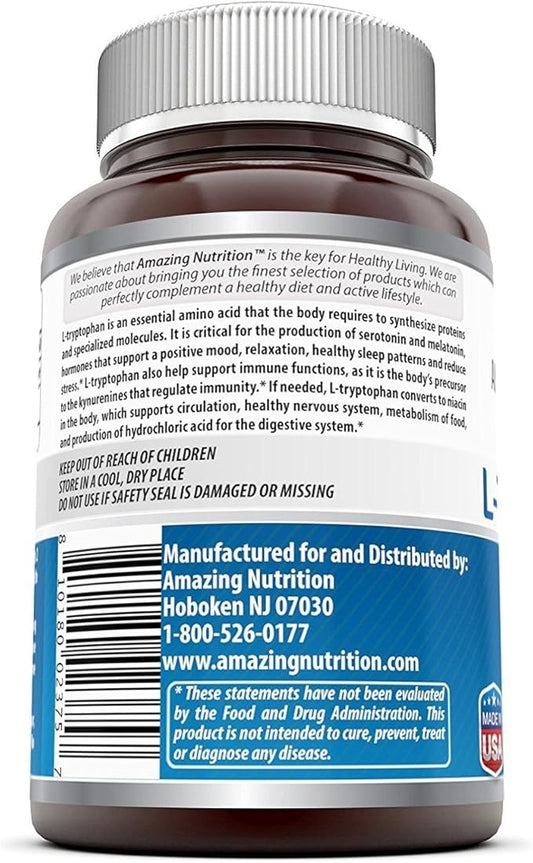 Amazing Formulas L-Tryptophan 1000mg Tablets Supplement (60 Count 3 Pack)