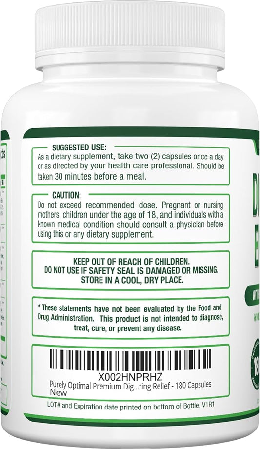 Purely Optimal Premium Digestive Enzymes Plus 180 Capsules
