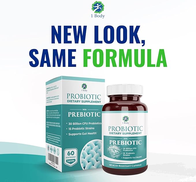 1 Body 30 Billion CFU Probiotic 60 Vegetarian