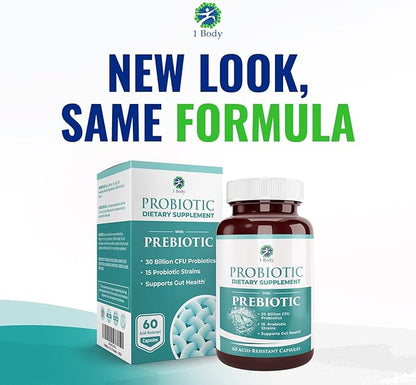 1 Body 30 Billion CFU Probiotic 60 Vegetarian