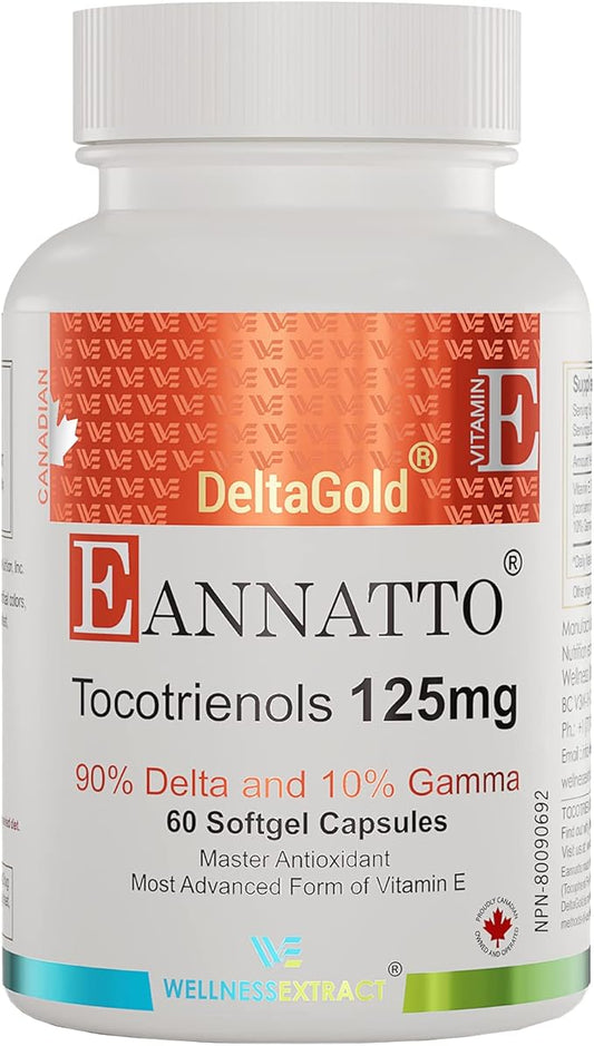 Eannatto Tocotrienols Deltagold Vitamin E Supplements (125 MG 60 Softgels).