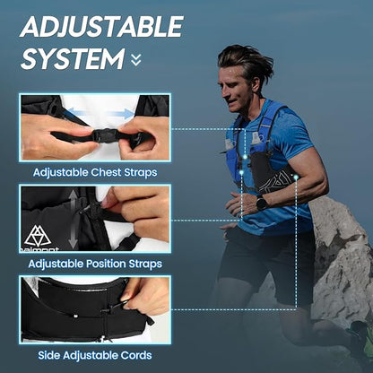 Haimont Hydration Running Vest with Water Bottles for Women Men, Adjustable Lightweight 8L Water Backpack with Soft Flasks for Trail Running