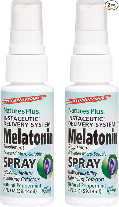 Natures Plus Melatonin Spray, Natural Peppermint Flavor 2 fl 2 - B6 & 160 Total
