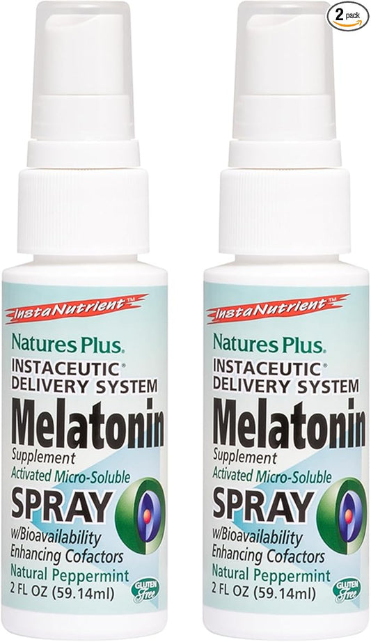 Natures Plus Melatonin Spray, Natural Peppermint Flavor 2 fl 2 - B6 & 160 Total