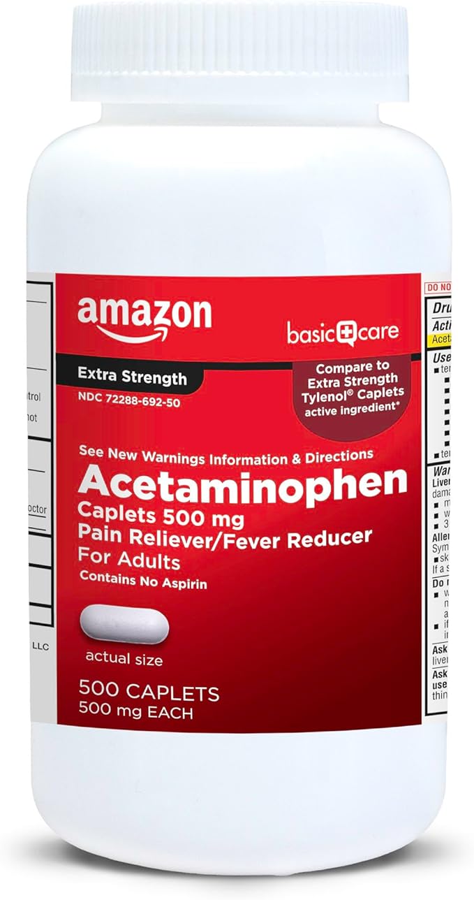 Amazon Basic Care Extra Strength Pain 500 mg, 500 Count