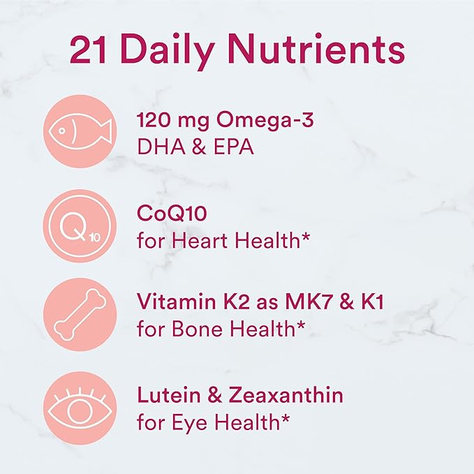 SmartyPants Women's Masters 50+ Multivitamin: Vitamin D3 & CoQ10 for 3 Fish B6, 120 120 Count (30 Day