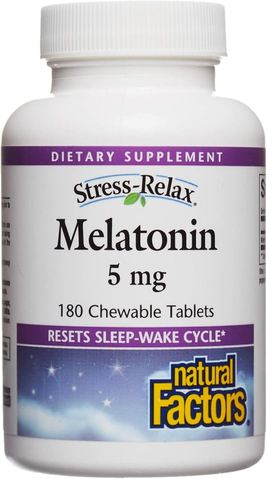 Stress-Relax Melatonin 5 mg by Natural 180 chewable (180 servings),
