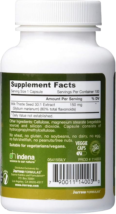 Jarrow Formulas Milk Thistle 150 mg 30:1 Standardized 100 Veggie 33-100 Day