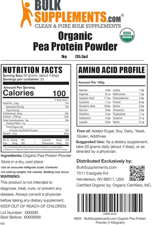 BulkSupplements.com Pea Protein Isolate Powder 21g of 30g per 5kg (11 (11 lbs), 5
