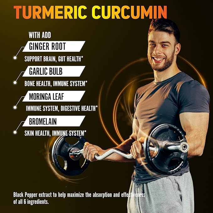 6 in 1 Turmeric Curcumin + 95% Curcuminoids, 13050mg, with 90 Capsules
