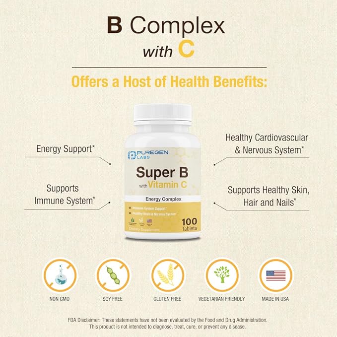 Puregen Labs Super B Energy Complex 3 Pack 300 Tablets