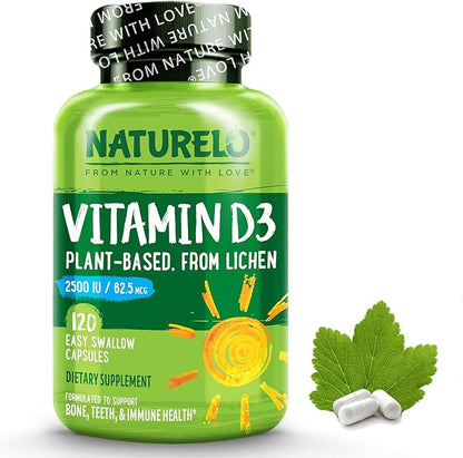 NATURELO Vitamin D 2500 IU D3 Supplement 120 Capsules