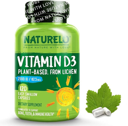NATURELO Vitamin D 2500 IU D3 Supplement 120 Capsules