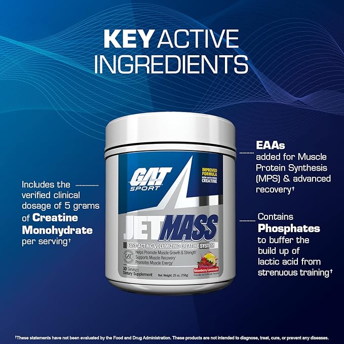 GAT SPORT JetMass Fact-Acting Volumizing Creatine System, 30 Servings (Tropical Ice)