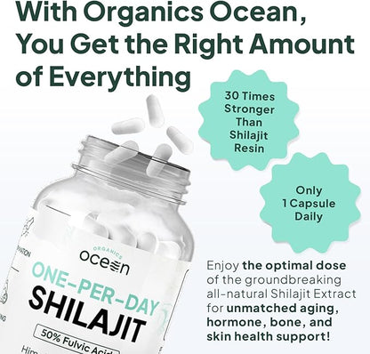 One-Per-Day Shilajit for Men and Women - Natural and Potent Shilajit Supplement for Age-Defying, Bone Strength, Hormone Support and More - 6 Bottles Shilajit Capsules