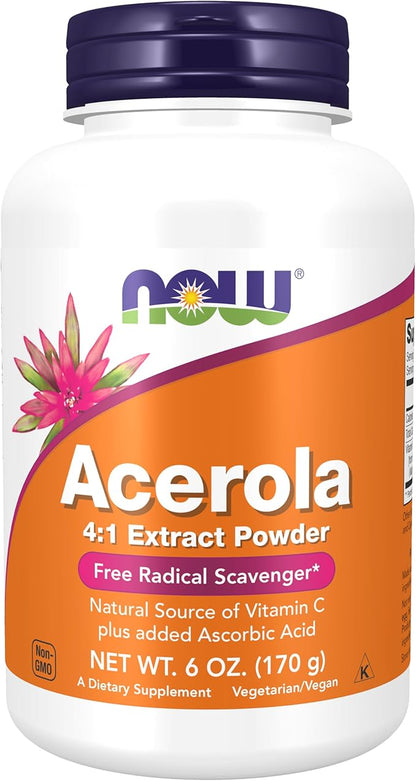 NOW Supplements, Acerola 4:1 Extract Powder, 6-Ounce