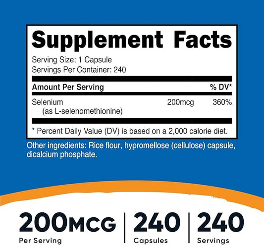 Nutricost Selenium 200mcg, 240 Veggie Caps (3 Bottles) - Non-GMO, Gluten Free L-Selenomethionine …