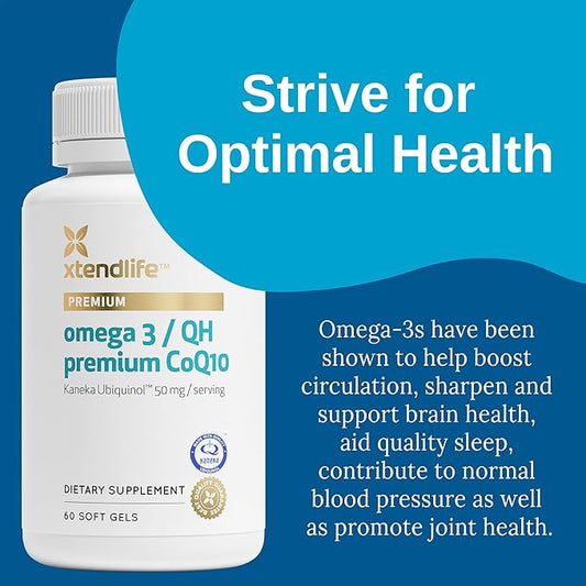 Xtendlife, Omega 3 QH Premium Fish CoQ10 Ubiquinol 60 Gluten