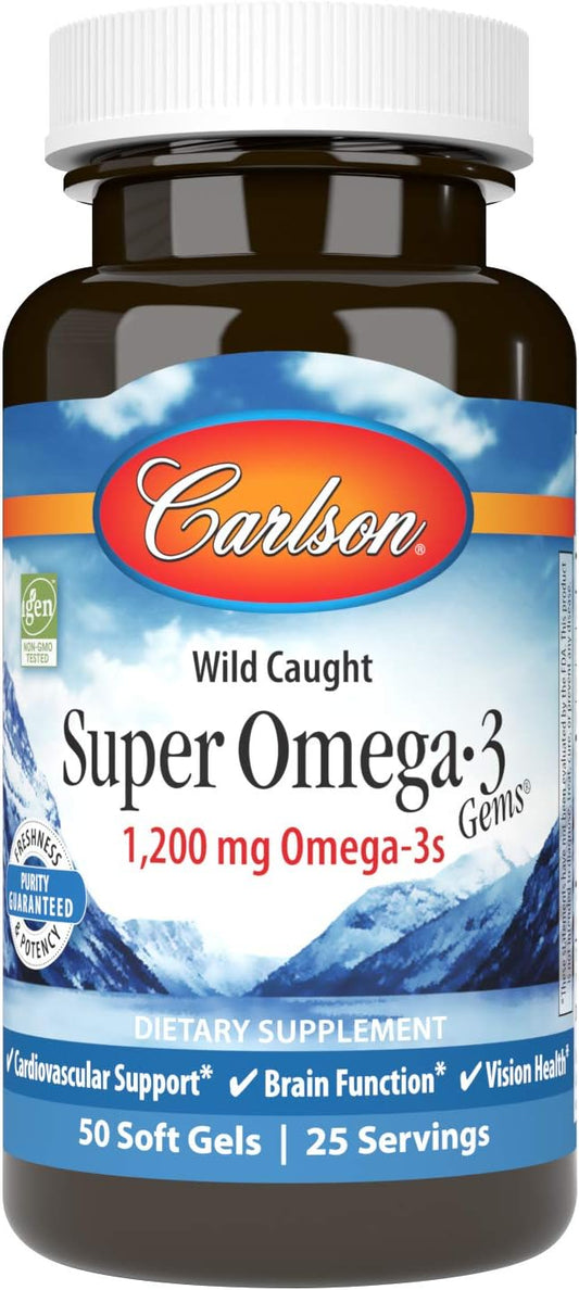 Carlson - Super Omega-3 Gems, 1200 Omega-3s, Wild 50 soft