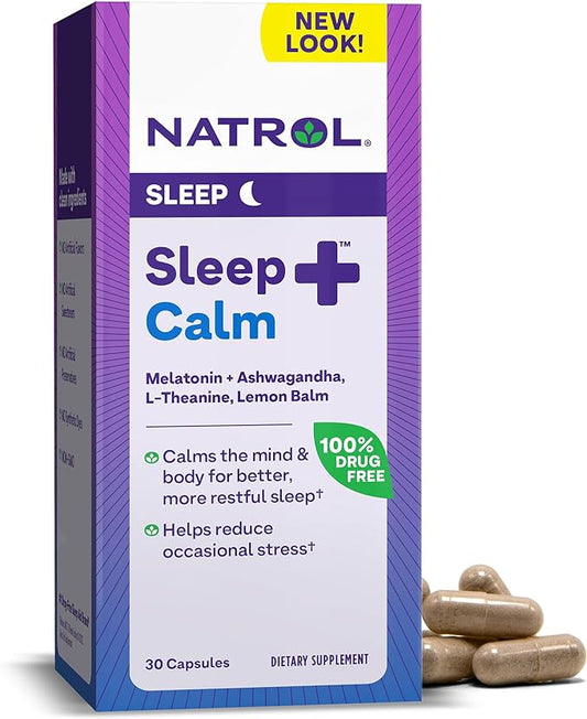 Natrol Sleep+ Calm Melatonin 6mg 30 Capsules, 30 Day