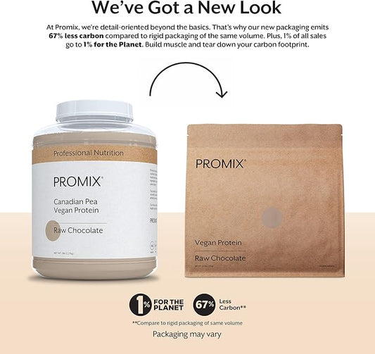 Promix Plant-Based Vegan Protein Powder, Raw Chocolate 5lb Bulk B-12 -
