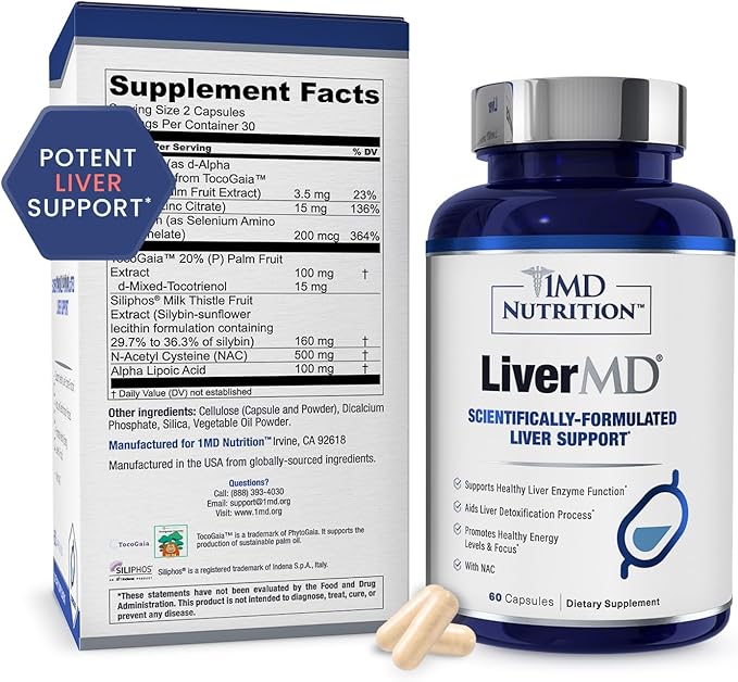 1MD LiverMD - Liver Support Supplement 60 Capsules