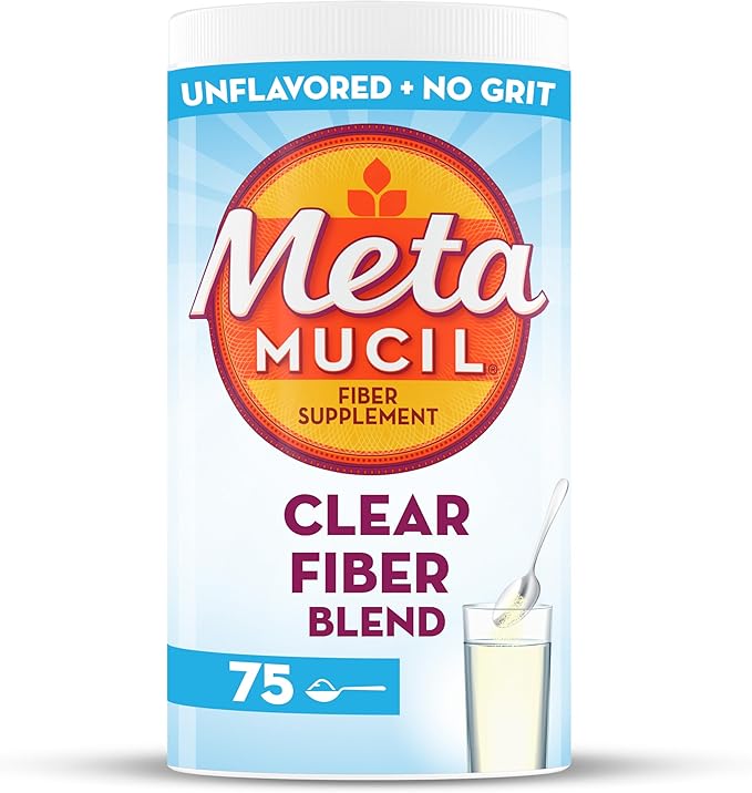 Metamucil Fiber Supplement, Unflavored Clear Mixing 75 teaspoons